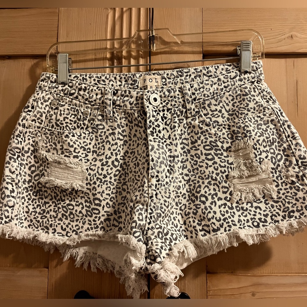 Animal print cotton cut off shorts, size S